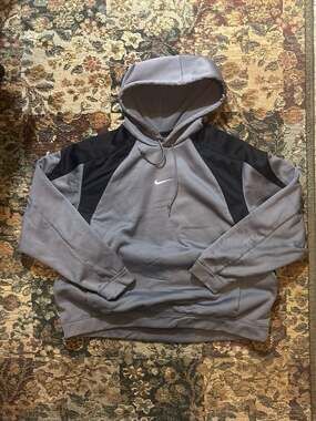 Nike Vintage Center Swoosh Therma-FIT Colorblock Grey and Black Hoodie